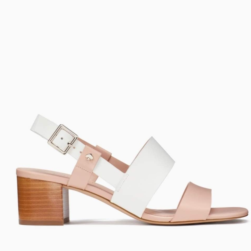Kate Spade New York Puglia Heel Sandals Pink/White Sz 9B EU 39.5